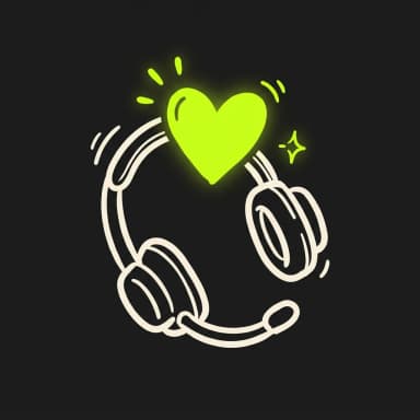 Doodle headset with a lime heart — smart customer care