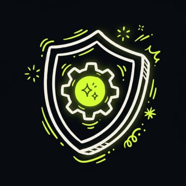 Doodle shield with a lime gear — zero-maintenance guarantee