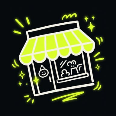 Doodle of a storefront with a lime awning — local businesses