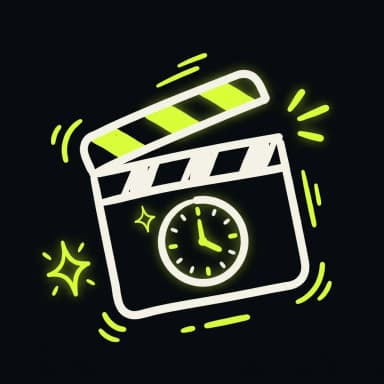 Doodle clapperboard with a lime clock — zero-effort creation