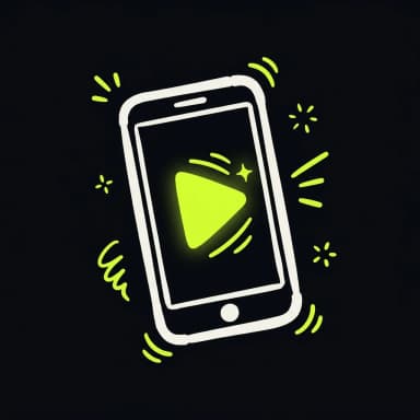 Doodle phone with a lime play button — short-form video production