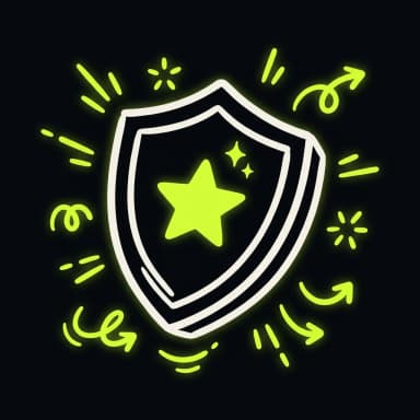 Doodle shield with a lime star — reputation management