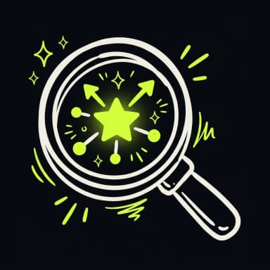Doodle of a magnifying glass revealing a glowing node — SEO that gets you found