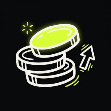 Doodle coin stack with a lime top coin — budget optimization