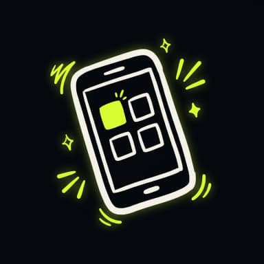 Doodle of a smartphone with a lime app tile — custom applications