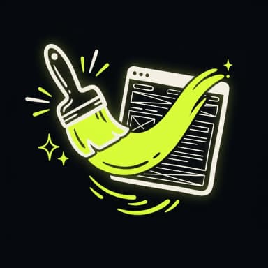 Doodle of a paintbrush sweeping lime paint across a browser — beautiful design
