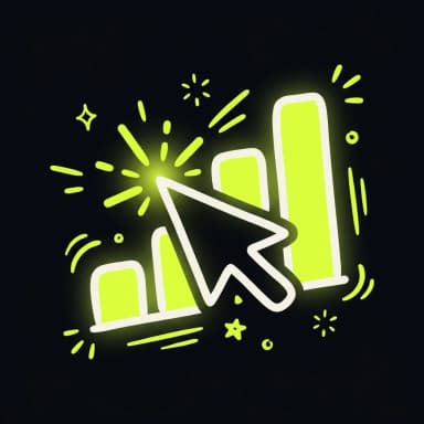 Doodle cursor click with a rising lime chart — conversion optimization